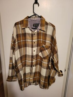 Wicked Men’s Casual Button-Down Plaid Shirt - Brown & Cream